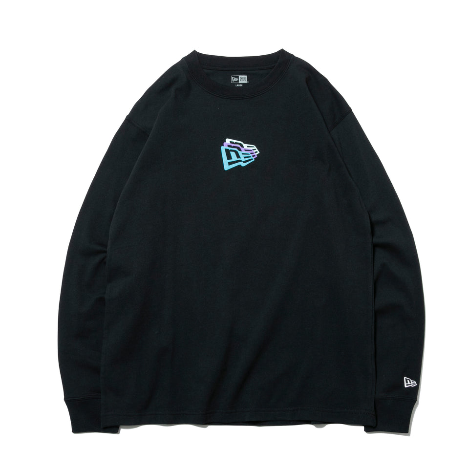 長袖 コットン Tシャツ モーションロゴ ブラック レギュラーフィット