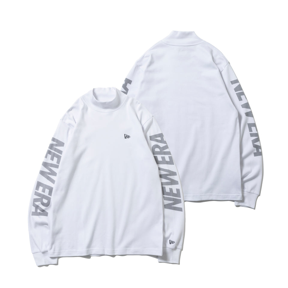 【ゴルフ】 長袖 ハイカラー ウォームTシャツ ドット ホワイト