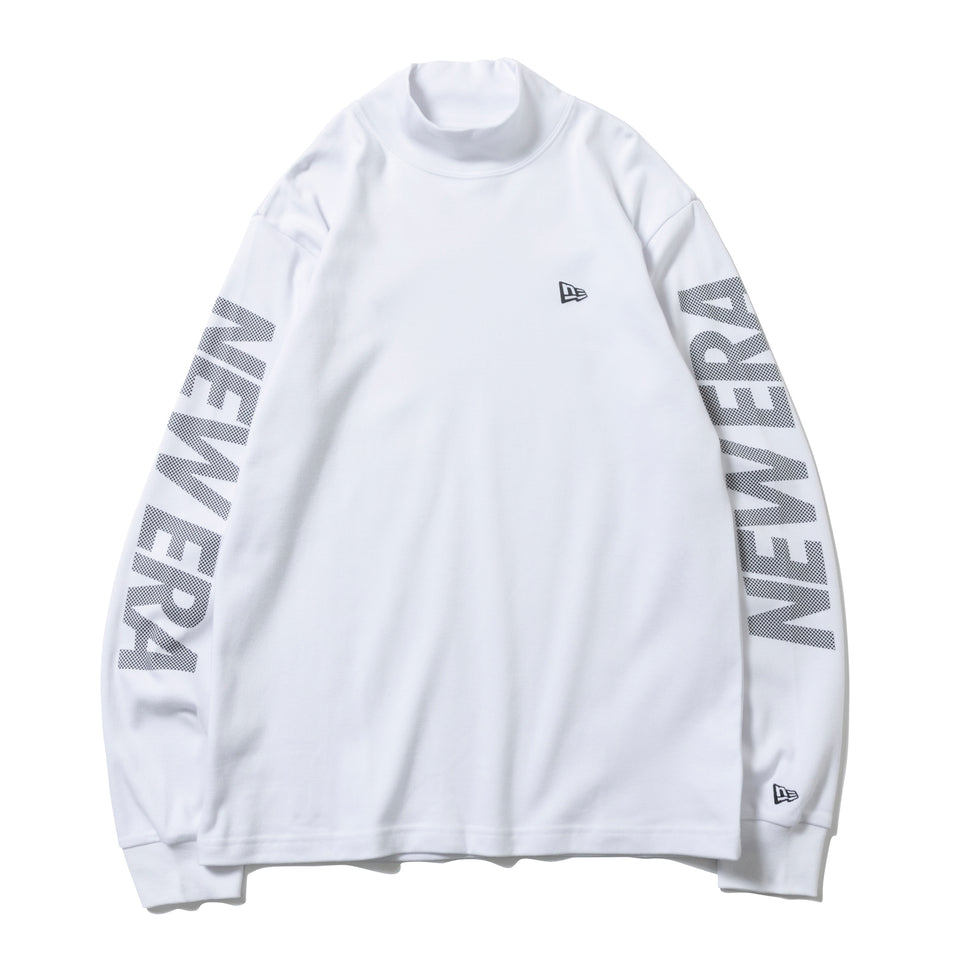 【ゴルフ】 長袖 ハイカラー ウォームTシャツ ドット ホワイト