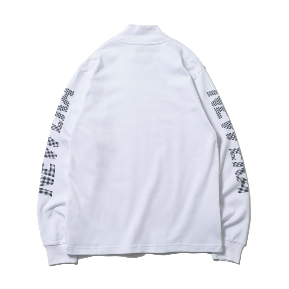 【ゴルフ】 長袖 ハイカラー ウォームTシャツ ドット ホワイト