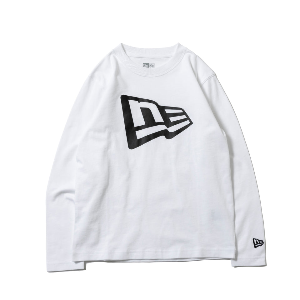 Child 長袖 コットン Tシャツ フラッグロゴ ホワイト