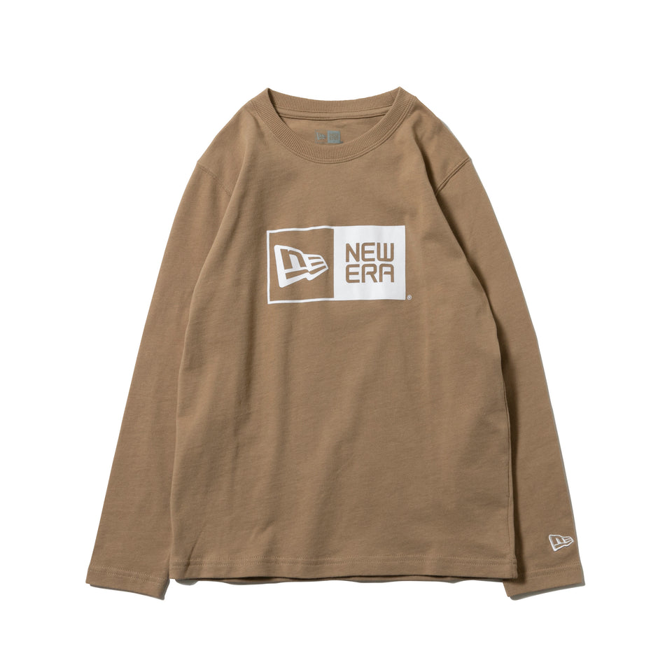 Child 長袖 コットン Tシャツ ボックスロゴ ベージュ