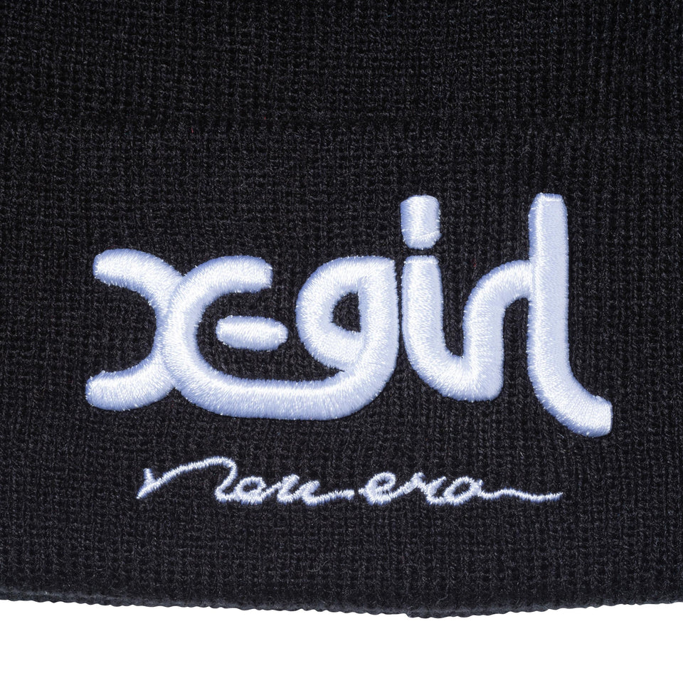 ベーシック カフニット X-GIRL ミルズロゴ ブラック × スノーホワイト