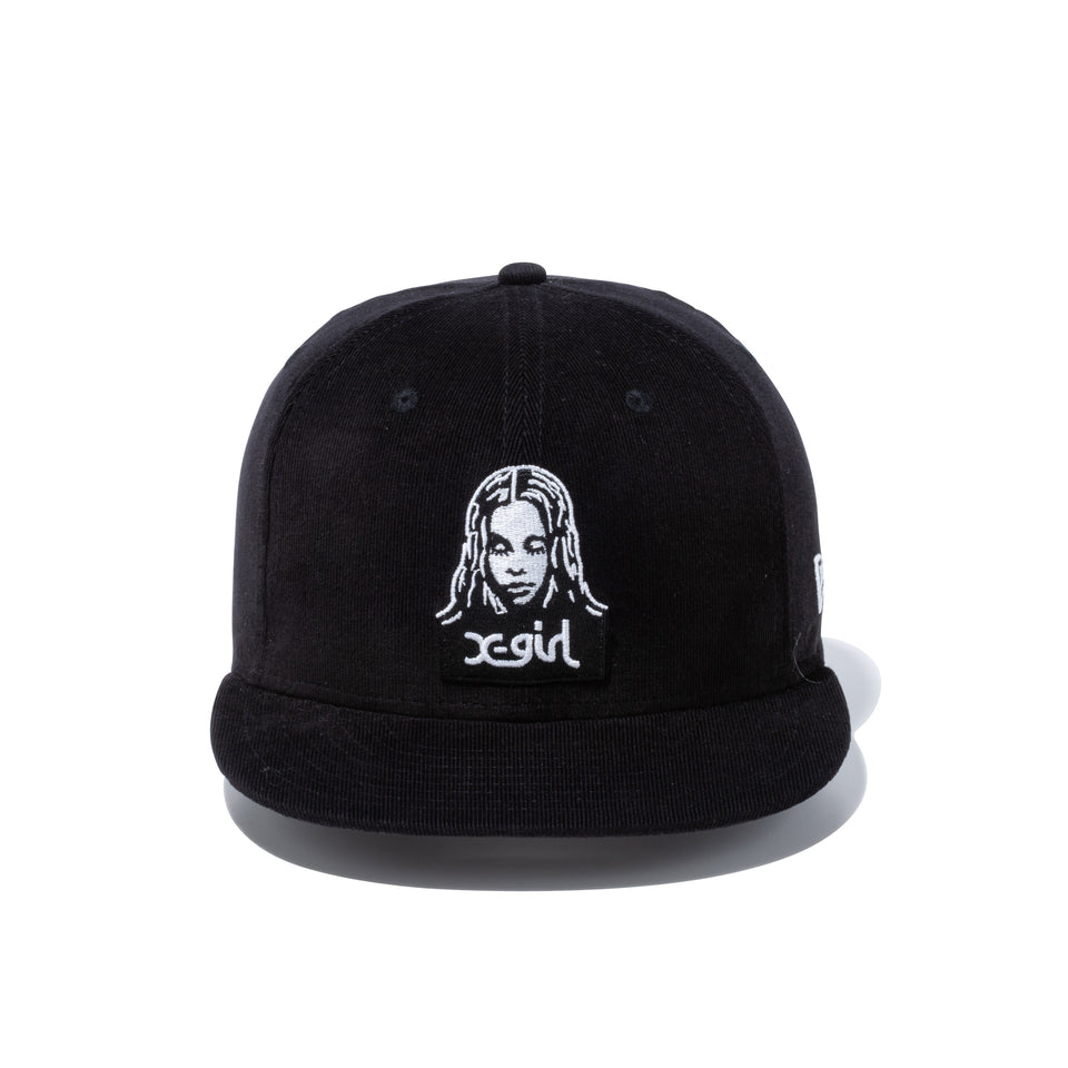 9FIFTY X-GIRL フェイスロゴ ブラックマイクロコーデュロイ