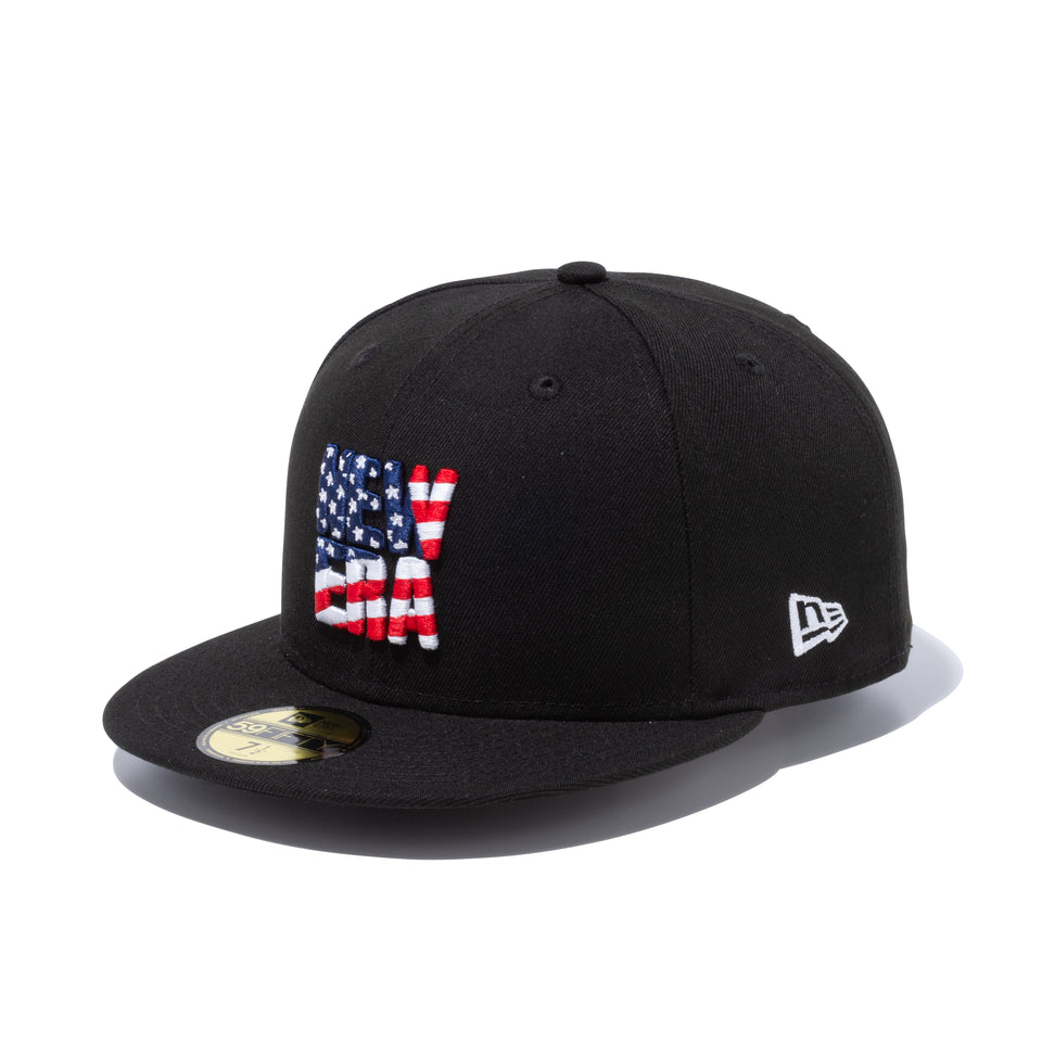 59FIFTY NEW ERA スクエアロゴ USフラッグ ブラック