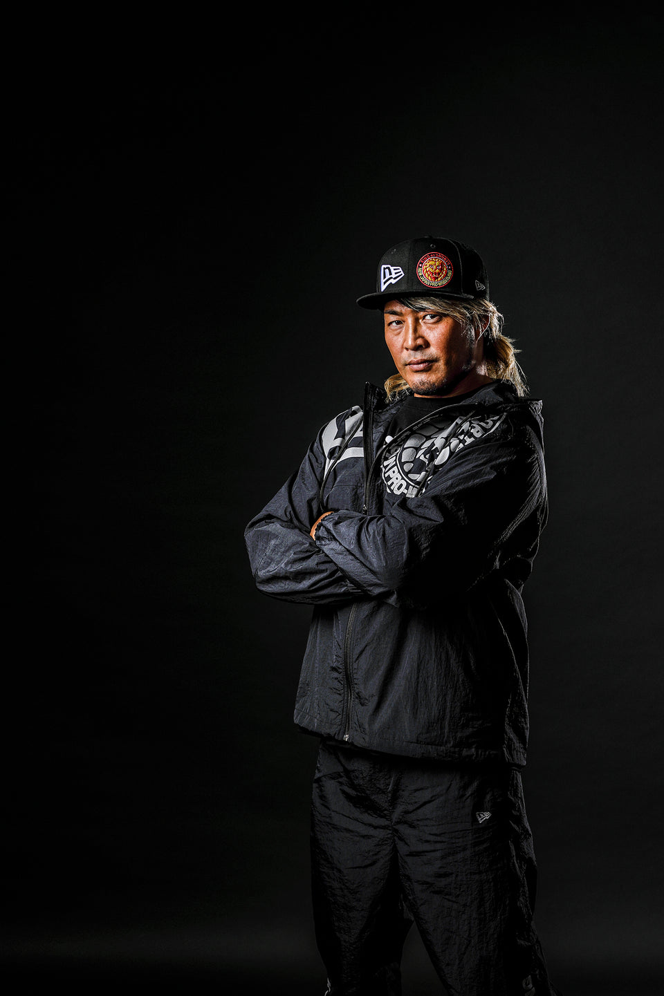 トラックジャケット 新日本プロレス ライオンマーク フラッグロゴ ブラック リフレクタープリント