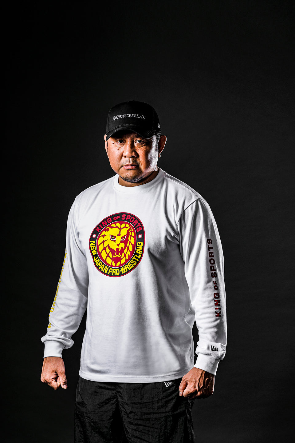 長袖 パフォーマンス Tシャツ 新日本プロレス ライオンマーク ホワイト レギュラーフィット