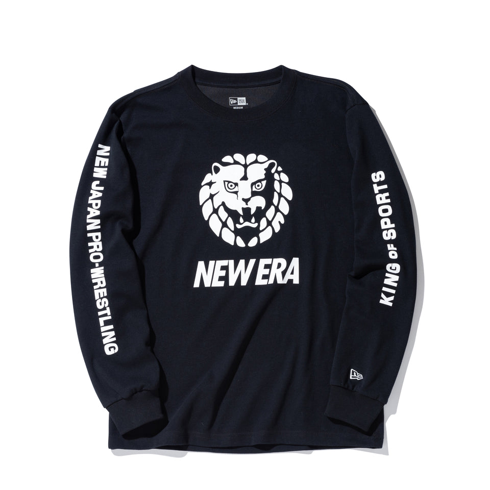 長袖 パフォーマンス Tシャツ 新日本プロレス ライオンマーク NEW ERA ロゴ ブラック レギュラーフィット