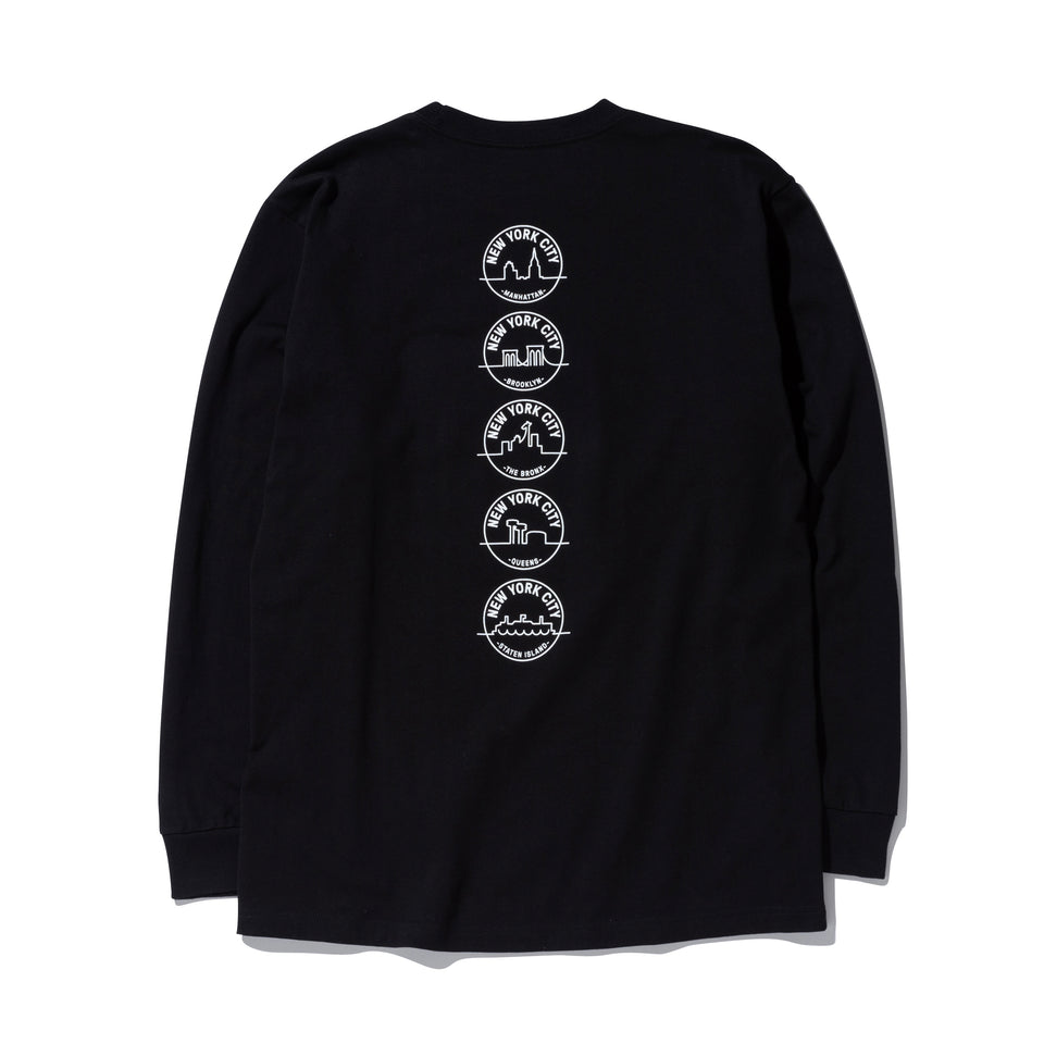 長袖 コットン Tシャツ NYC 5ボロー ブラック レギュラーフィット