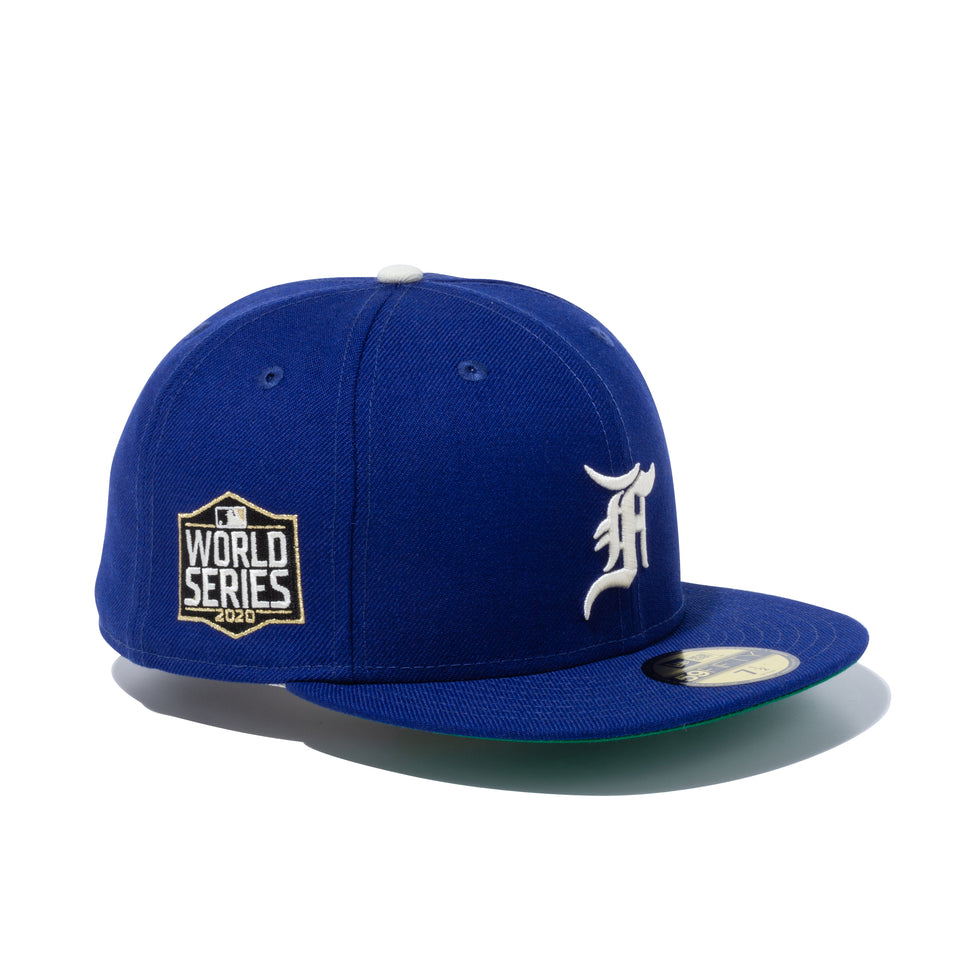 59FIFTY FEAR OF GOD ESSENTIALS Fロゴ ダークロイヤル WORLD SERIESパッチ グリーンアンダーバイザー