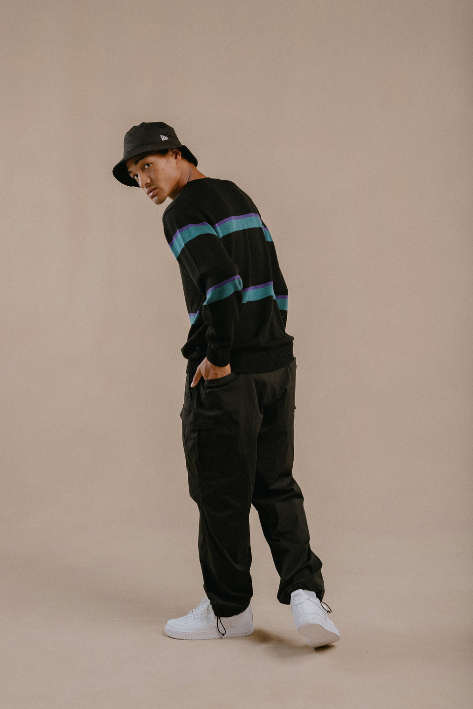ウォッシャブル ニットセーター NEW ERA BLACK LABEL ブラック