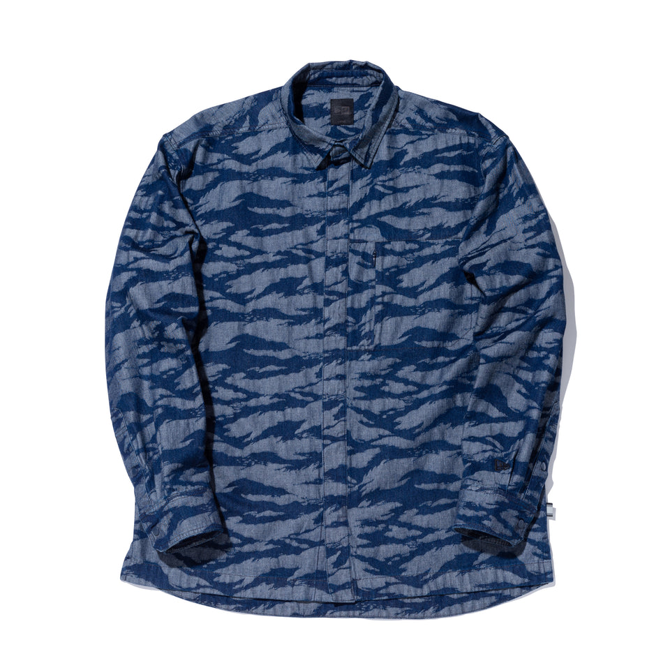 デニム ワークシャツ NEW ERA BLACK LABEL ジャカード タイガーストライプ