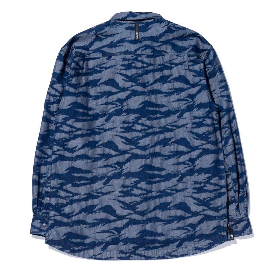 デニム ワークシャツ NEW ERA BLACK LABEL ジャカード タイガーストライプ