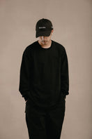長袖 ダブルポケット コットン Tシャツ NEW ERA BLACK LABEL ヘビーウェイト ブラック