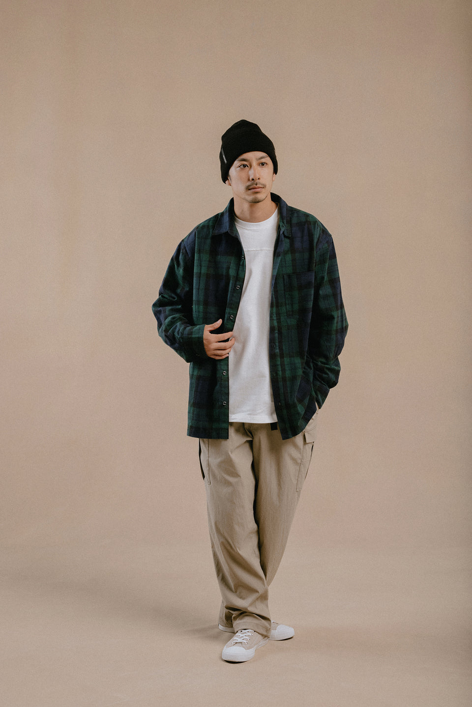 【10月発売】長袖 フランネル チェックシャツ NEW ERA BLACK LABEL グリーン