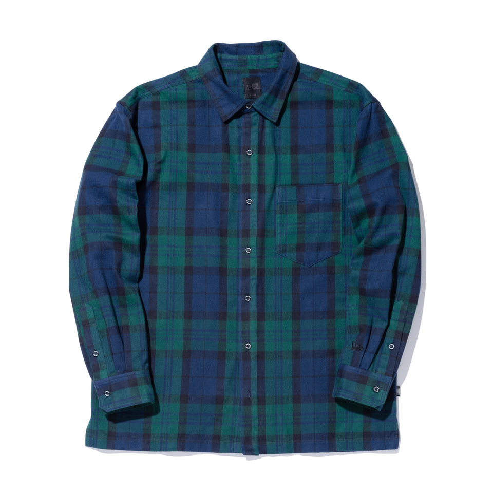 【10月発売】長袖 フランネル チェックシャツ NEW ERA BLACK LABEL グリーン