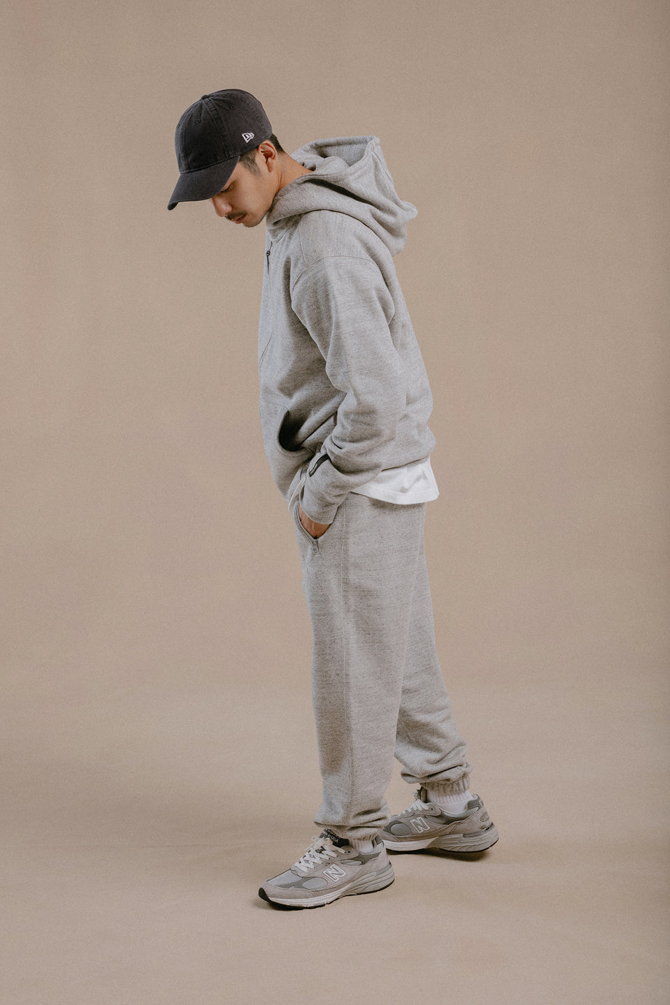 【10月発売】裏起毛 スウェット フルジップフーディー NEW ERA BLACK LABEL ヘビーウェイト グレー