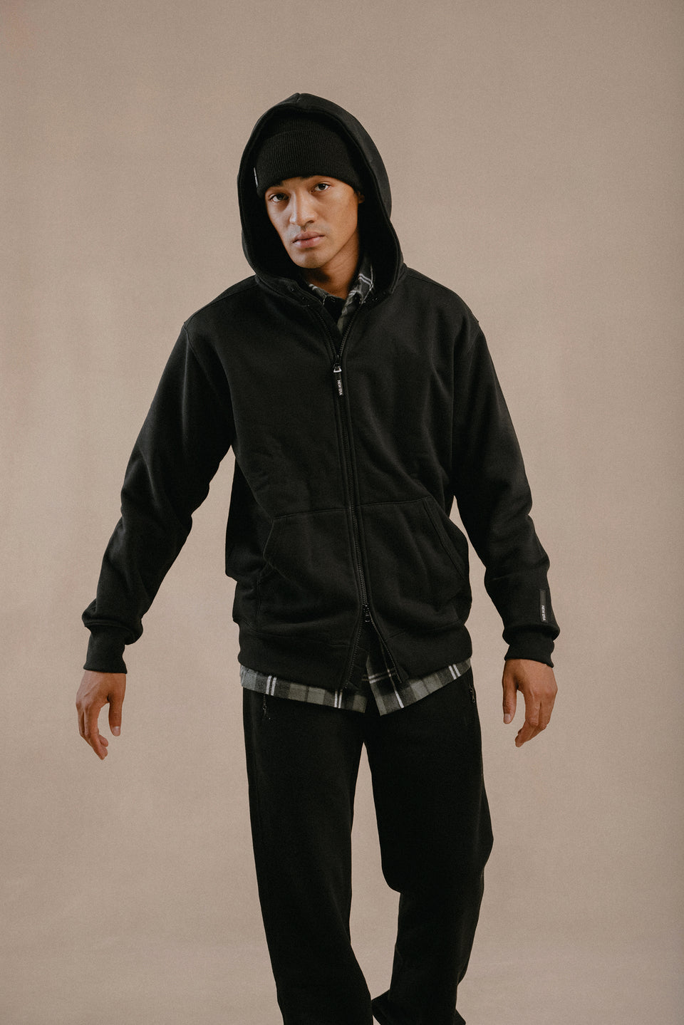 【10月発売】裏起毛 スウェット フルジップフーディー NEW ERA BLACK LABEL ヘビーウェイト ブラック