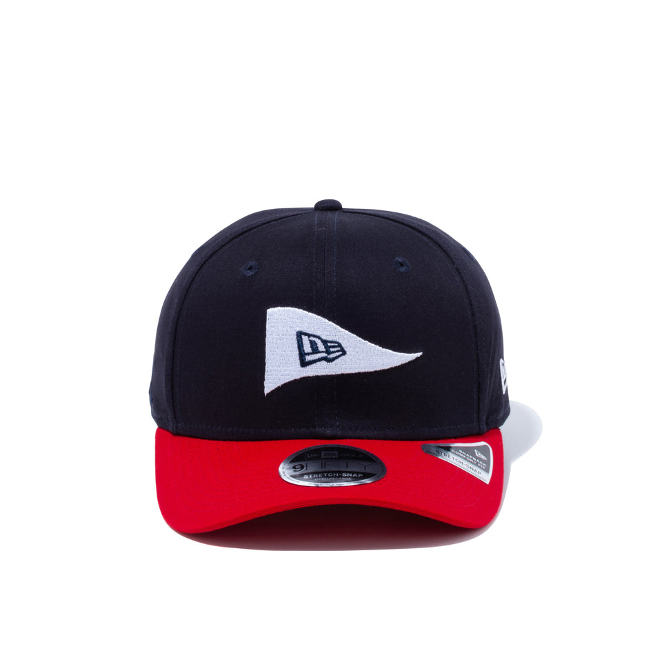 【ゴルフ】 9FIFTY ストレッチスナップ ストレッチコットン ウォッシャブル ピンフラッグロゴ ネイビー、スカーレット