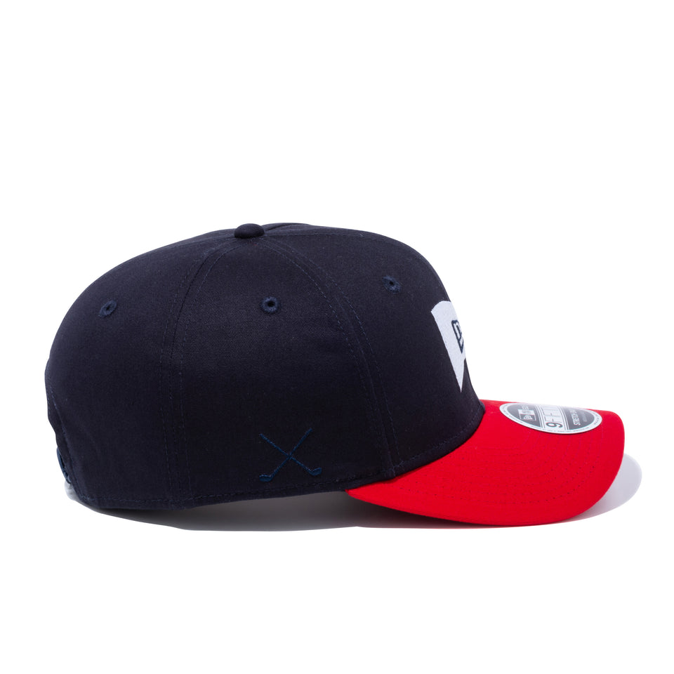 【ゴルフ】 9FIFTY ストレッチスナップ ストレッチコットン ウォッシャブル ピンフラッグロゴ ネイビー、スカーレット