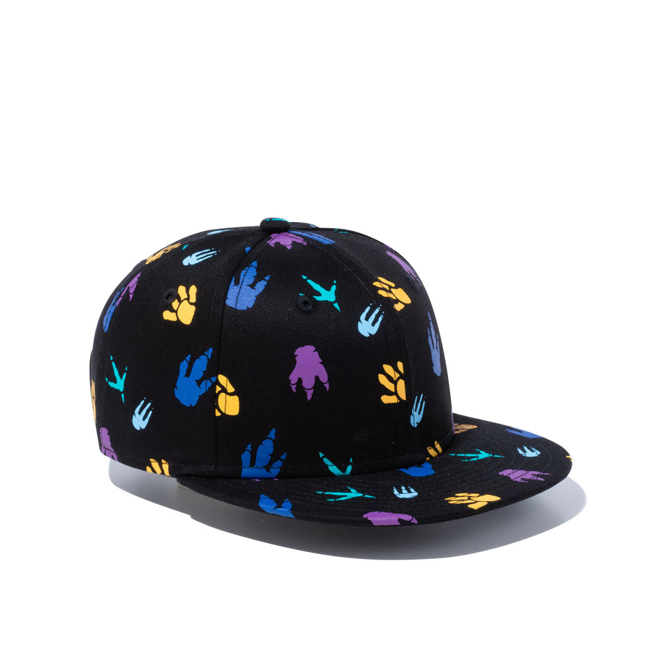 Child 9FIFTY ダイナソー 足跡 オールオーバー ブラック
