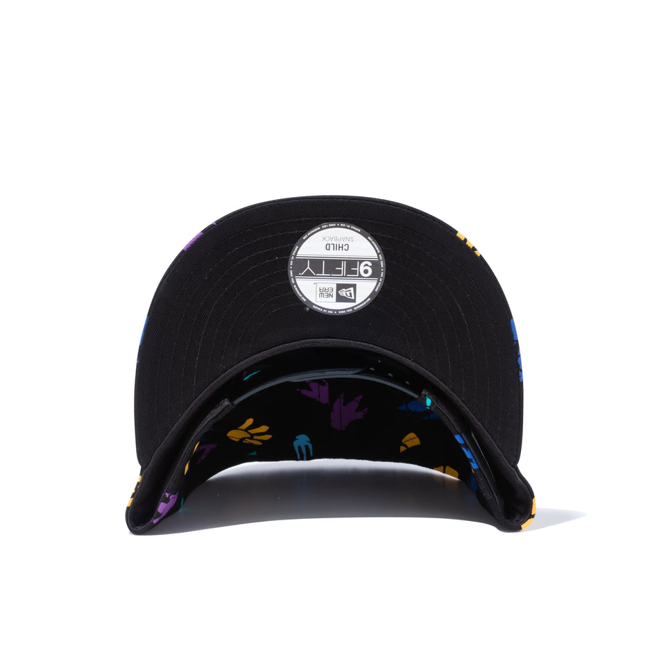 Child 9FIFTY ダイナソー 足跡 オールオーバー ブラック