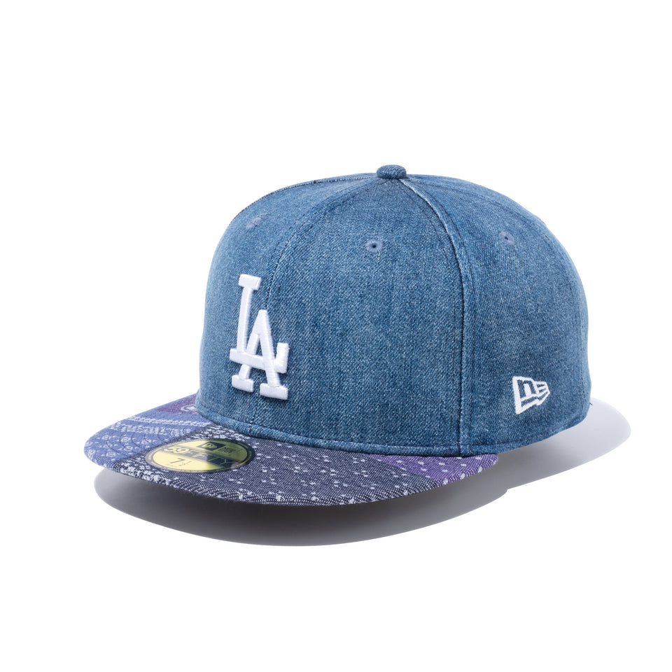 59FIFTY ペイズリー パッチワーク ロサンゼルス・ドジャース ウォッシュドデニム ペイズリーバイザー