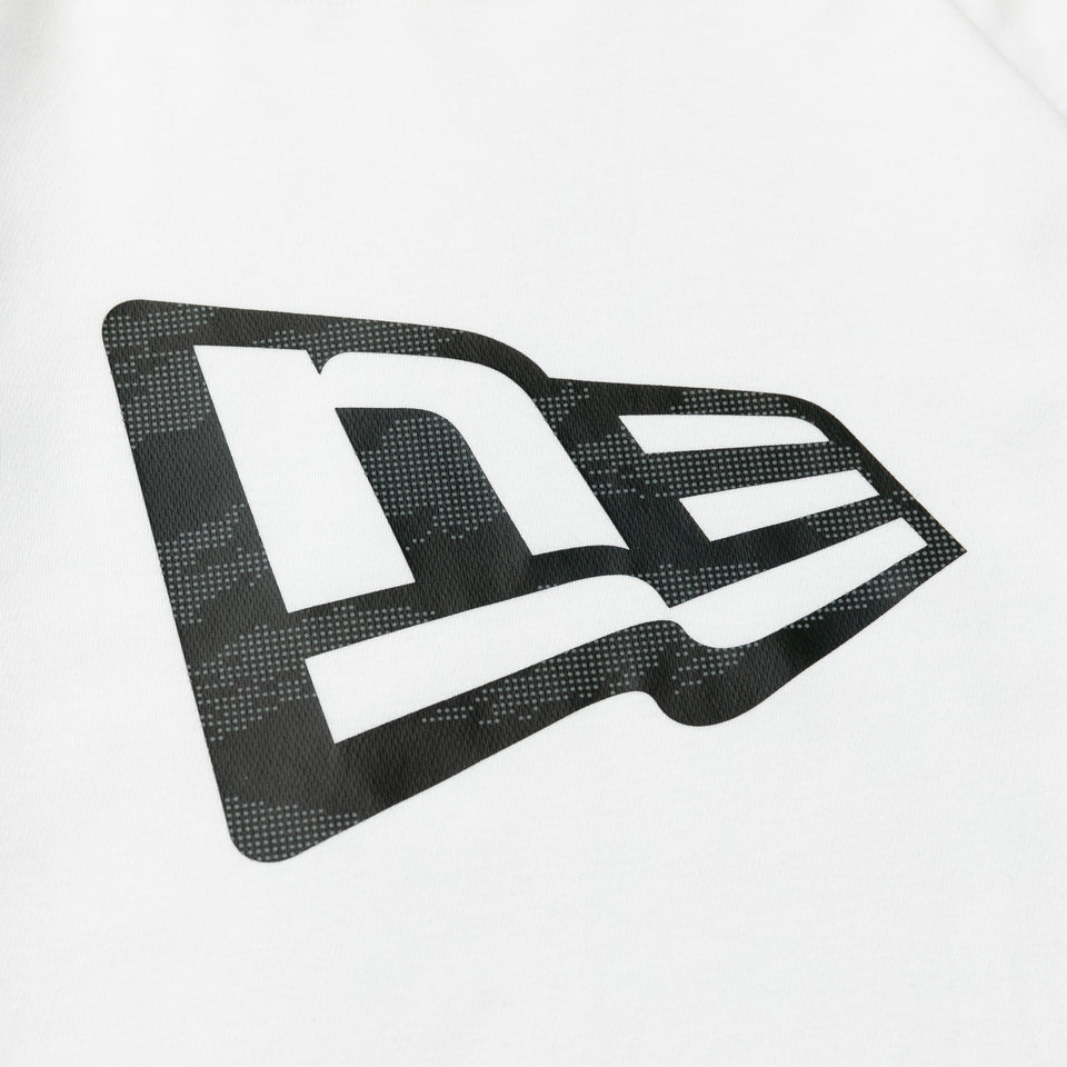 長袖 パフォーマンス Tシャツ ドット タイガーストライプカモ フラッグロゴ ホワイト  レギュラーフィット