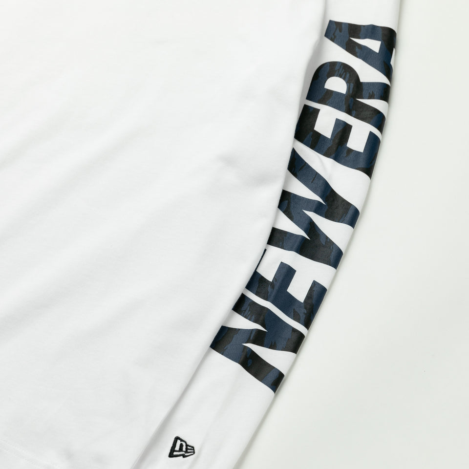 長袖 コットン Tシャツ タイガーストライプカモネイビー NEW ERA ホワイト  レギュラーフィット