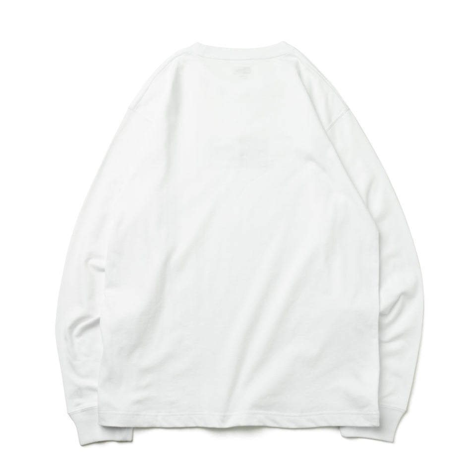 長袖 コットン Tシャツ フラッグロゴミニ ホワイト  レギュラーフィット