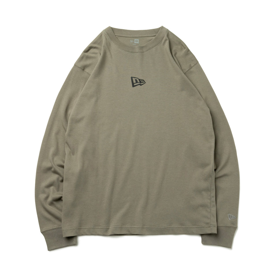 長袖 コットン Tシャツ フラッグロゴミニ ペブル  レギュラーフィット