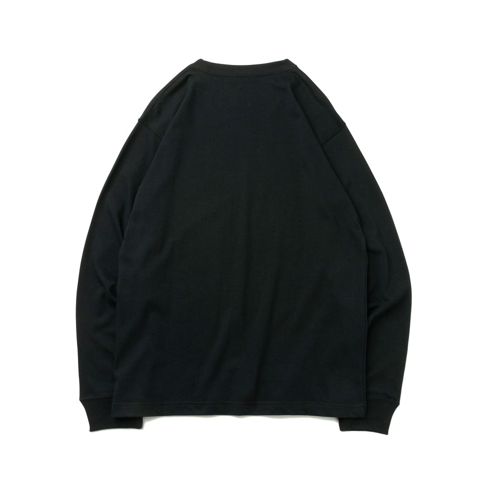 長袖 コットン Tシャツ フラッグロゴミニ ブラック  レギュラーフィット