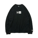 長袖 コットン Tシャツ ボックスロゴ ミッド ブラック  レギュラーフィット