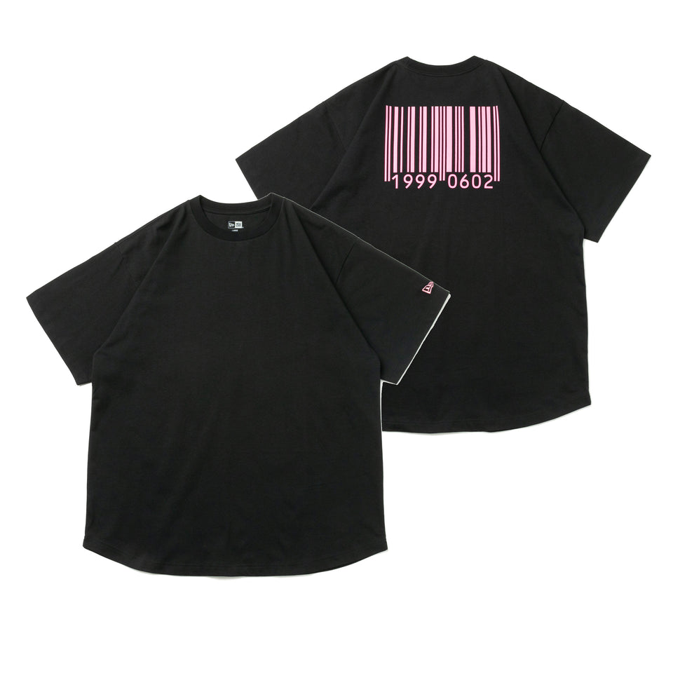 半袖 オーバーサイズド コットン Tシャツ 中澤 瞳 バーコード ブラック × ピンク