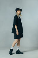 半袖 ジャカードネック ヘビーウェイト Tシャツ NEW ERA BLACK LABEL ブラック ビッグシルエット
