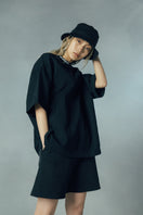 半袖 ジャカードネック ヘビーウェイト Tシャツ NEW ERA BLACK LABEL ブラック ビッグシルエット