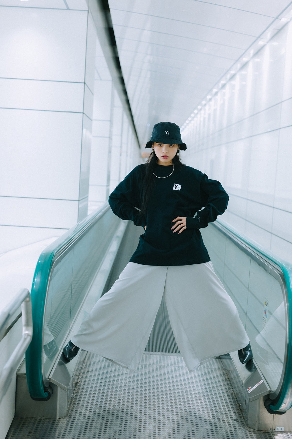 長袖 コットン Tシャツ Y's SS22 アイコン ブラック レギュラーフィット