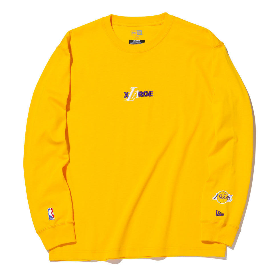 長袖 コットン Tシャツ XLARGE x NBA ロサンゼルス・レイカーズ イエロー レギュラーフィット