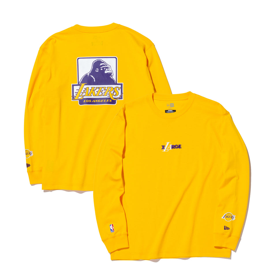 長袖 コットン Tシャツ XLARGE x NBA ロサンゼルス・レイカーズ イエロー レギュラーフィット