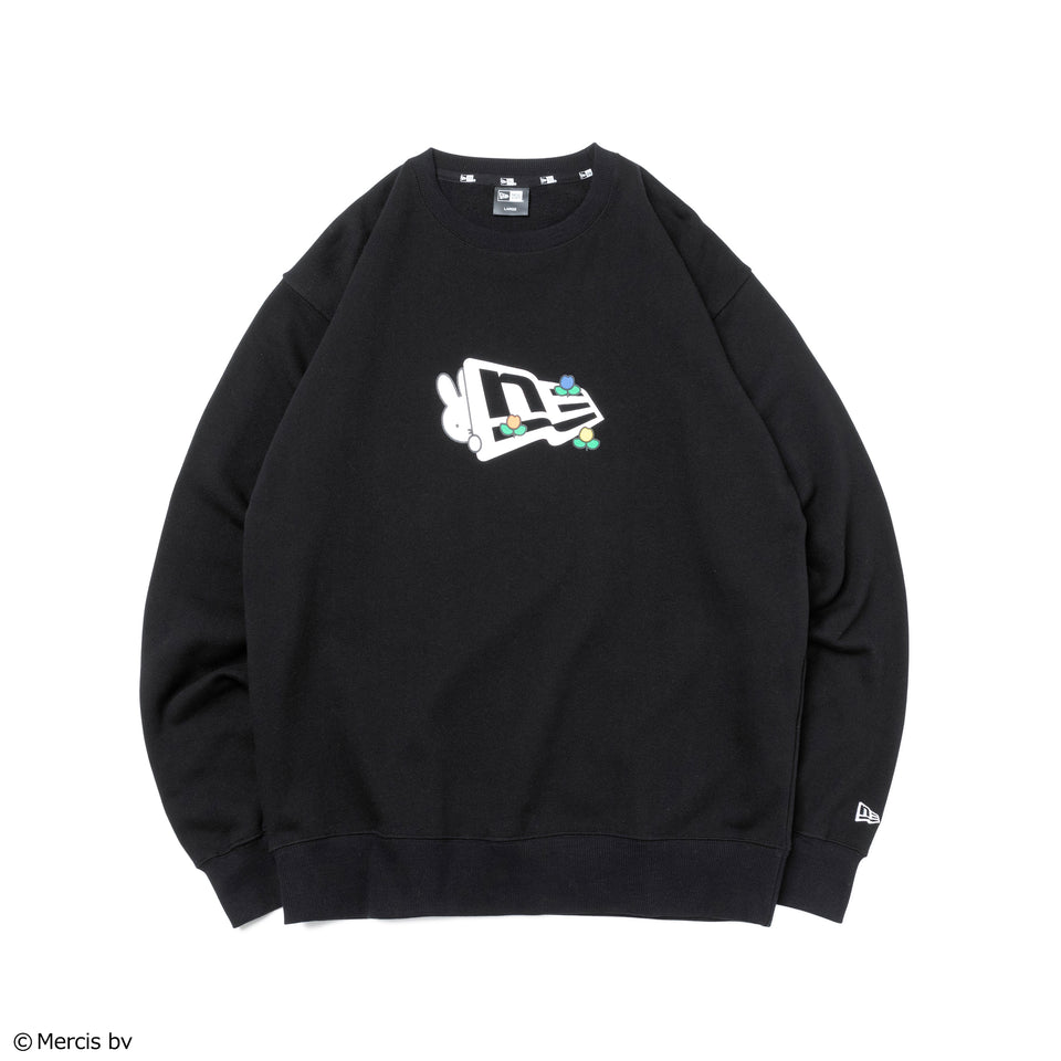 裏毛 スウェット クルーネック miffy ミッフィー フラッグロゴ ブラック