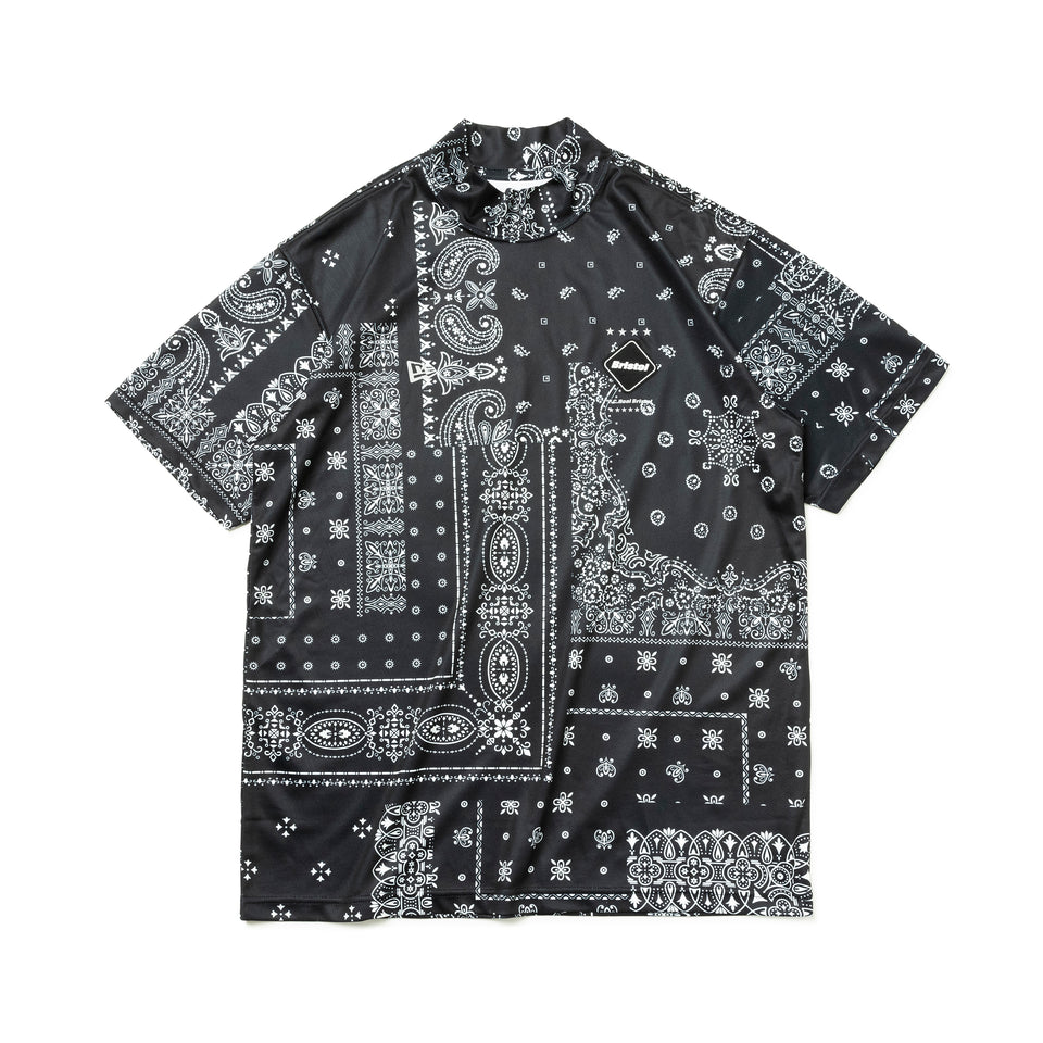 【ゴルフ】 ミドルネック 半袖 テック Tシャツ F.C.Real Bristol ペイズリー ブラック