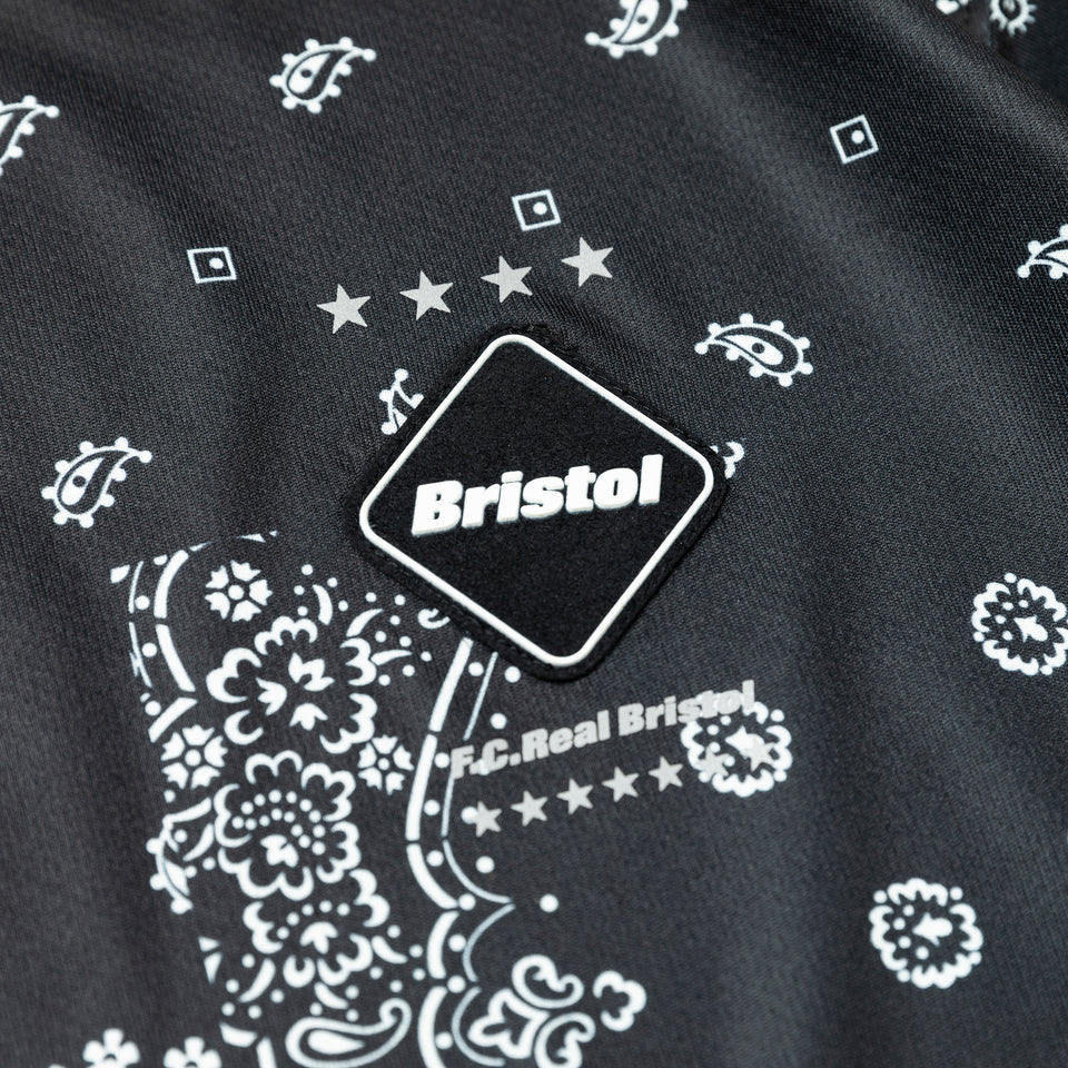【ゴルフ】 ミドルネック 半袖 テック Tシャツ F.C.Real Bristol ペイズリー ブラック
