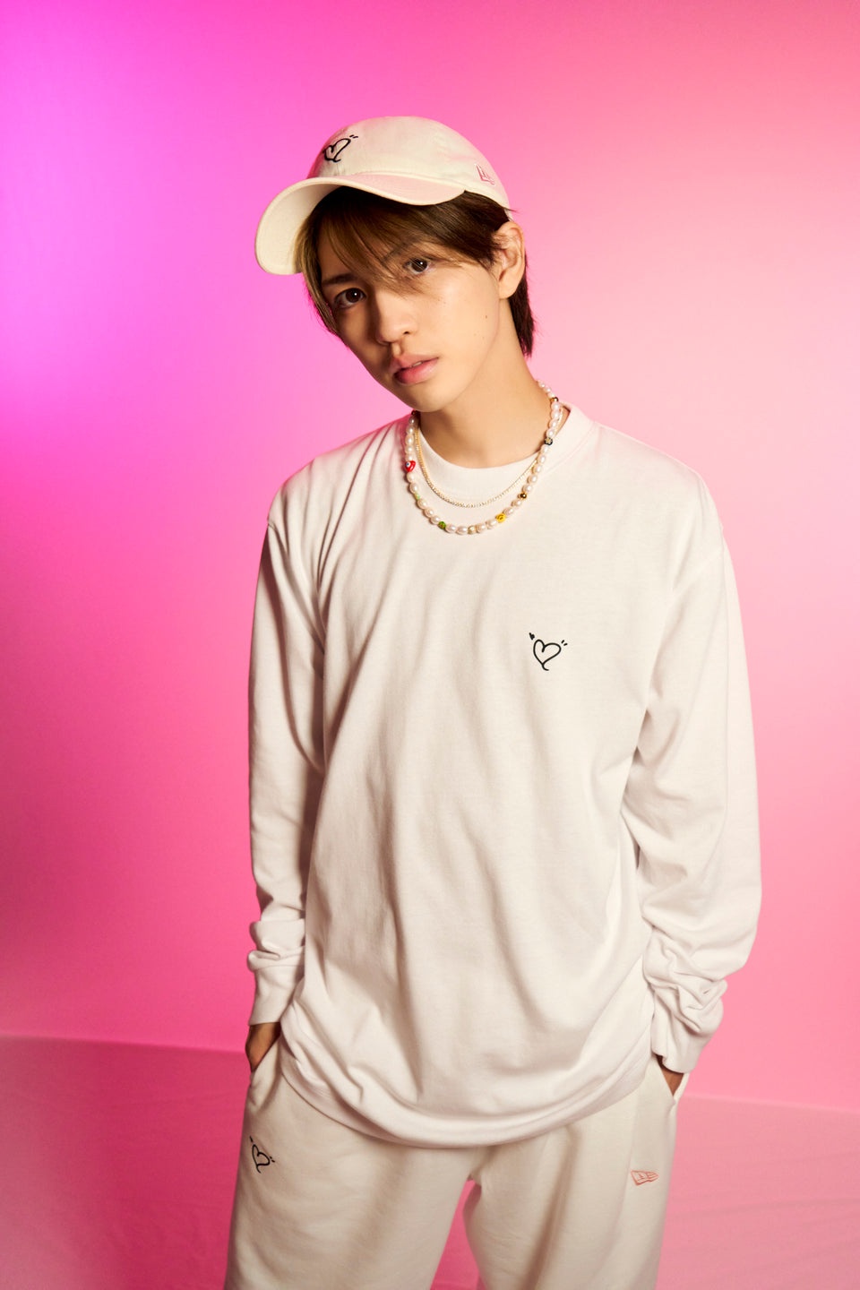 長袖 コットン Tシャツ Genki Iwahashi 岩橋玄樹 ホワイト レギュラーフィット