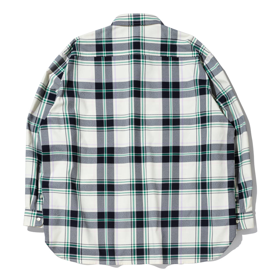 長袖 マドラスチェック ボタンダウンシャツ BLACK LABEL SS23 グリーン