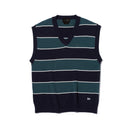 コットン ニットベスト BLACK LABEL SS23 ボーダー ダークグリーン