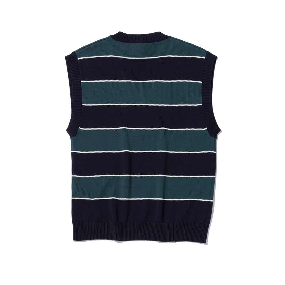 コットン ニットベスト BLACK LABEL SS23 ボーダー ダークグリーン