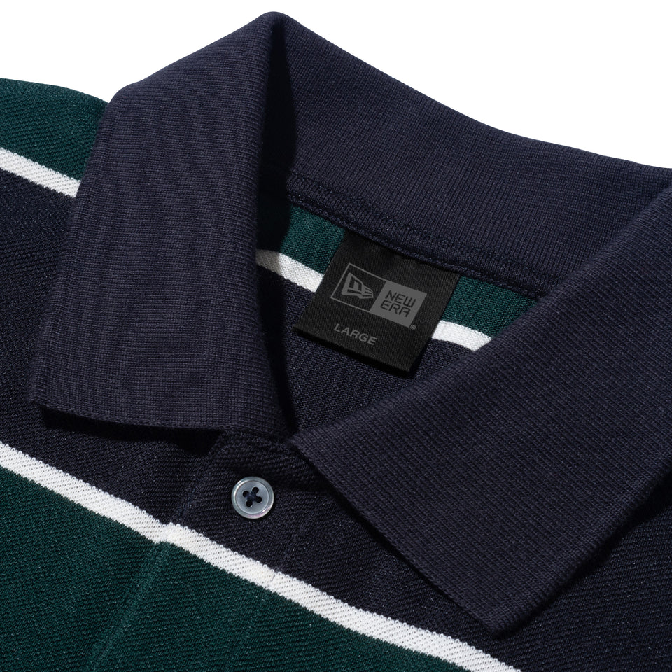 半袖 オーバーサイズド ポロシャツ BLACK LABEL SS23 ボーダー ダークグリーン