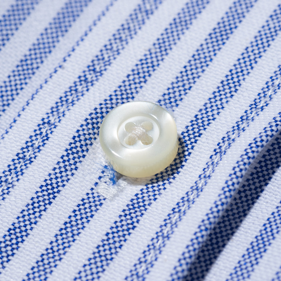 半袖 マルチポケット オックスフォードシャツ BLACK LABEL SS23 ストライプ ネイビー