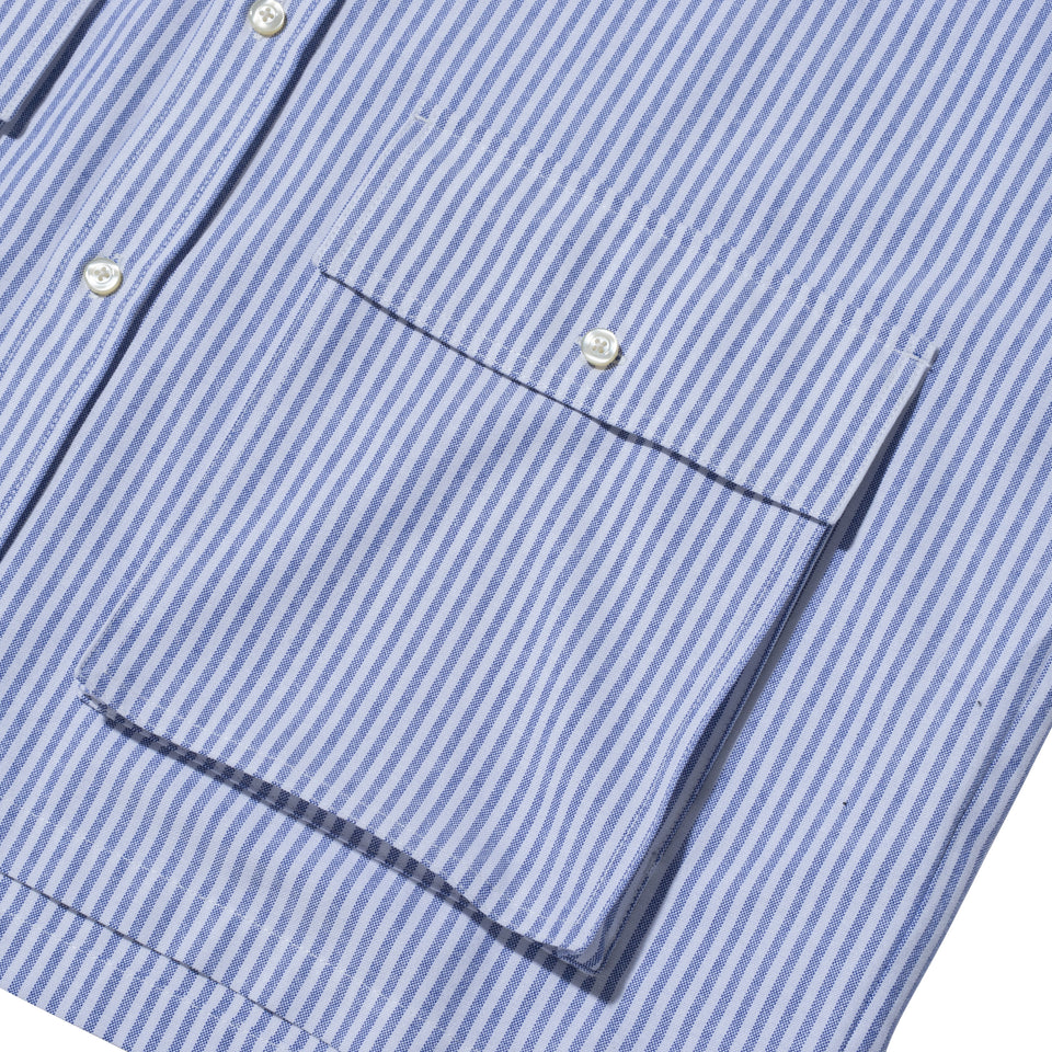 半袖 マルチポケット オックスフォードシャツ BLACK LABEL SS23 ストライプ ネイビー