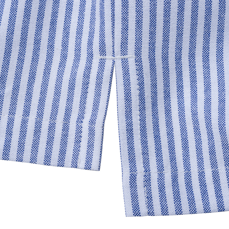 半袖 マルチポケット オックスフォードシャツ BLACK LABEL SS23 ストライプ ネイビー